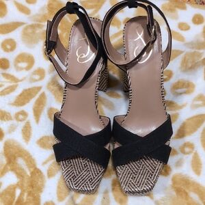 SAM EDELMAN, Elegant Black and Tan Women's Sandals